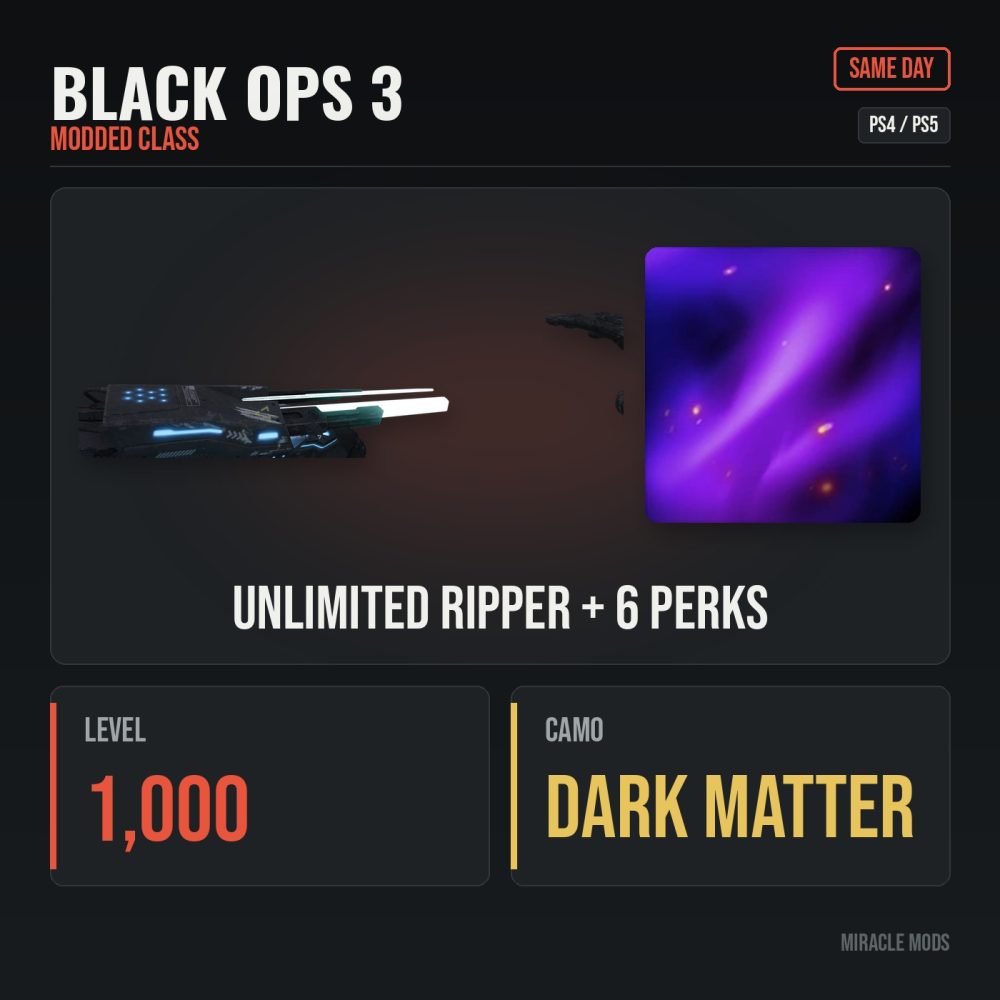Black Ops 3 Unlimited Ripper + 6 Perks