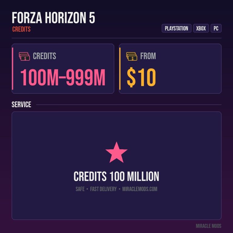 Forza Horizon 5 Credits 100 Million – 999 Million (PS5/Xbox/Steam)