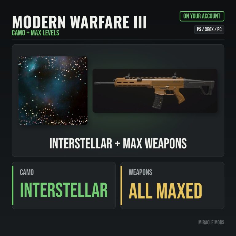 Modern Warfare III Interstellar + Max Weapons Modern Warfare III Interstellar + Max Weapons