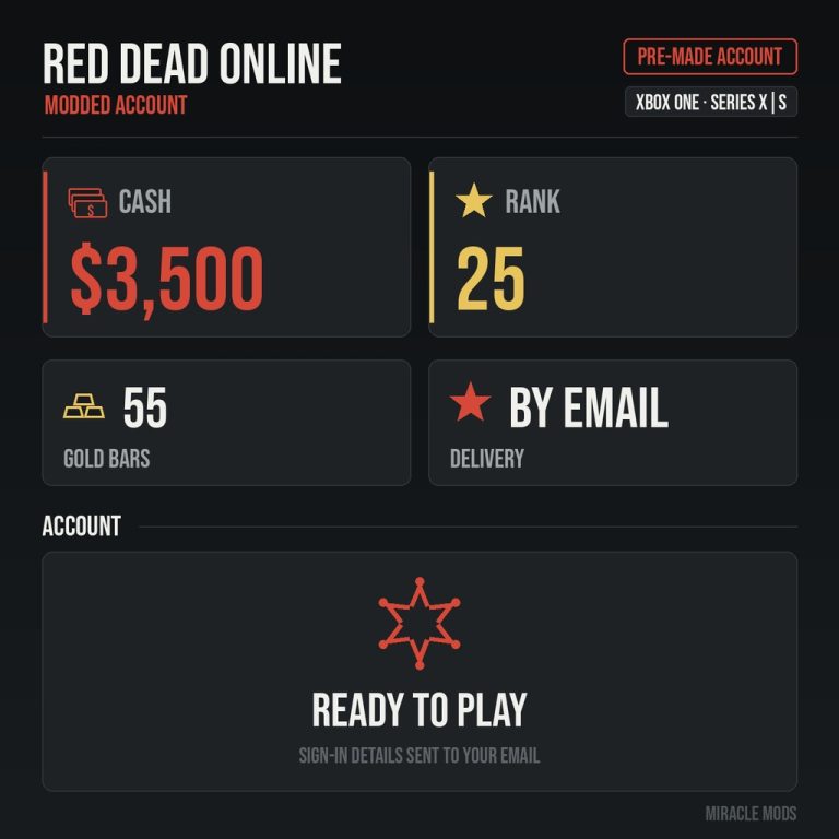 (Xbox) Red Dead Redemption 2 Modded Account Pre-Made Rank 25 3500 Cash + 55 Gold Bars