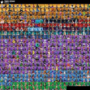 Skins 501 Skins, Galaxy, IKONIK, Honor Guard, Glow, Travis Scott, Neo Versa, Blue Team Leader, Merry Mint Axe