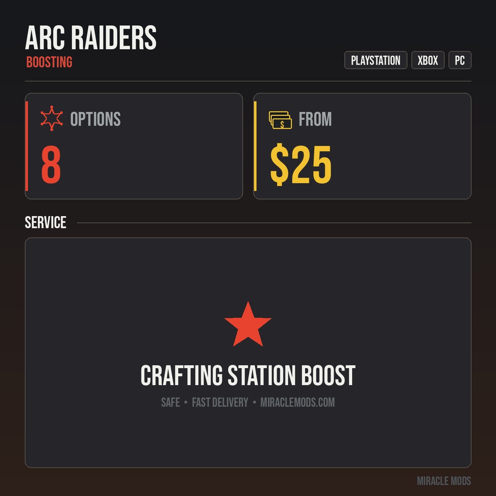 ARC Raiders Crafting Station Boost – Upgrade Workshop Levels ARC Raiders Crafting Station Boost – Upgrade Workshop Levels