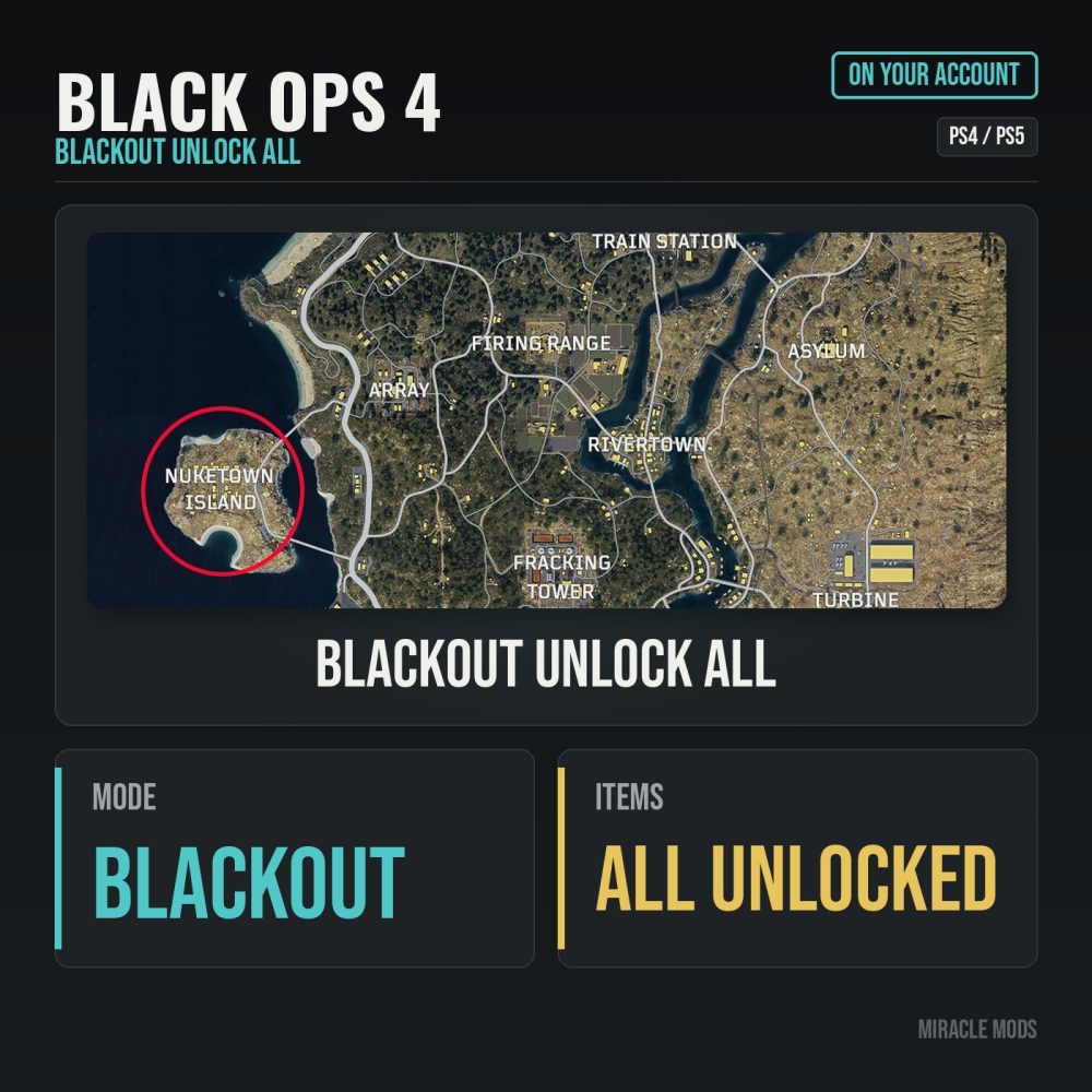 Black Ops 4 Blackout Unlock All (PS4/PS5) Black Ops 4 Blackout Unlock All (PS4/PS5)
