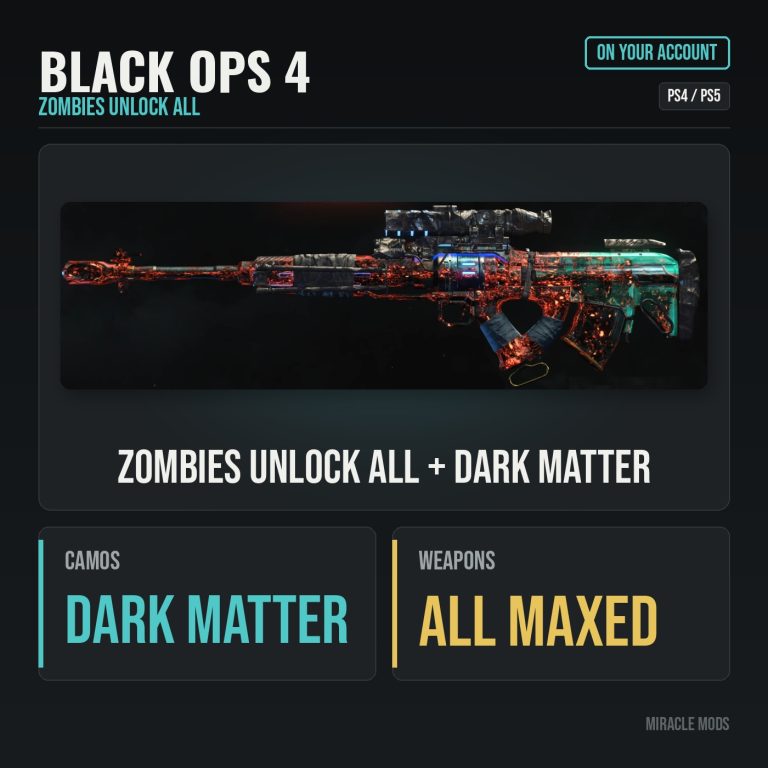 Black Ops 4 Zombies Unlock All, Dark Matter Included (PS4/PS5) Black Ops 4 Zombies Unlock All, Dark Matter Included (PS4/PS5)