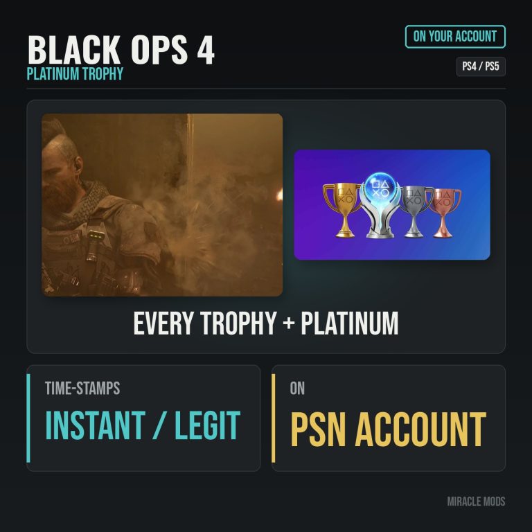 Black Ops 4 Platinum Trophy Service (PS4/PS5) Black Ops 4 Platinum Trophy Service (PS4/PS5)