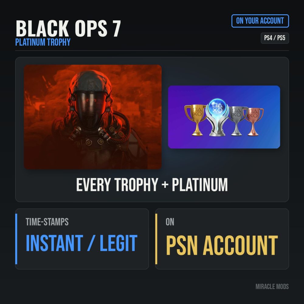 Call of Duty: Black Ops 7 Platinum Trophy Service (PS4/PS5) Call of Duty: Black Ops 7 Platinum Trophy Service (PS4/PS5)