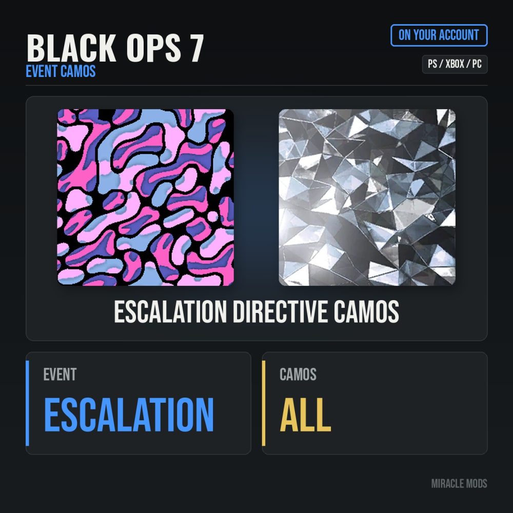 Call of Duty: Black Ops 7: Escalation Directive Event Camos Call of Duty: Black Ops 7: Escalation Directive Event Camos
