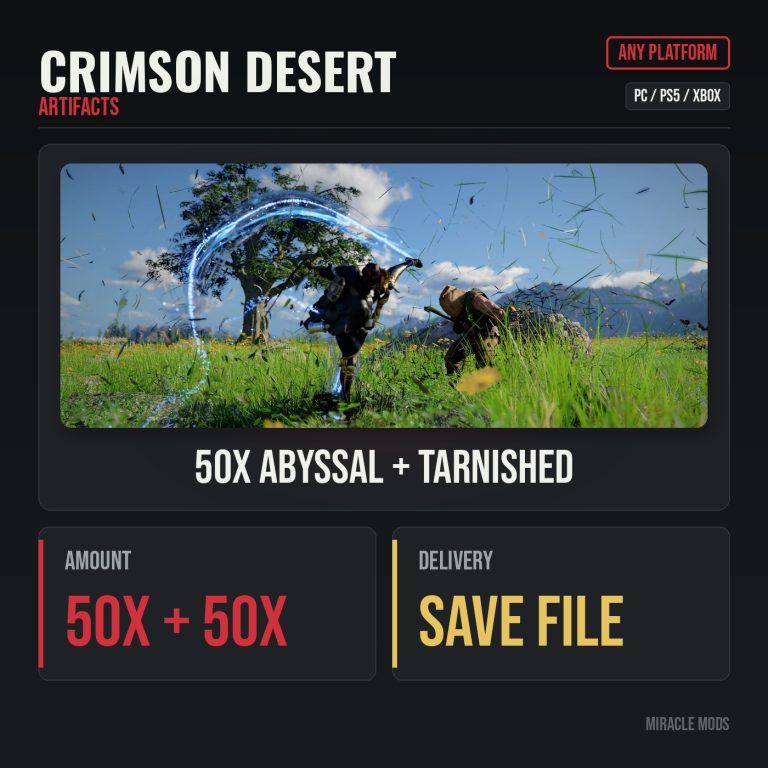Crimson Desert 50x Abyssal + 50x Tarnished Artifacts Crimson Desert 50x Abyssal + 50x Tarnished Artifacts