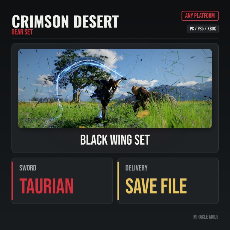 Crimson Desert Black Wing Set + Taurian Curved Sword Crimson Desert Black Wing Set + Taurian Curved Sword