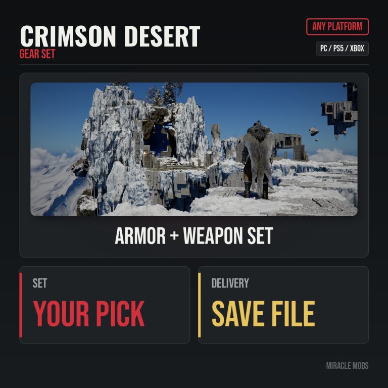 Crimson Desert Armor + Weapon Set (Pick One) Crimson Desert Armor + Weapon Set (Pick One)