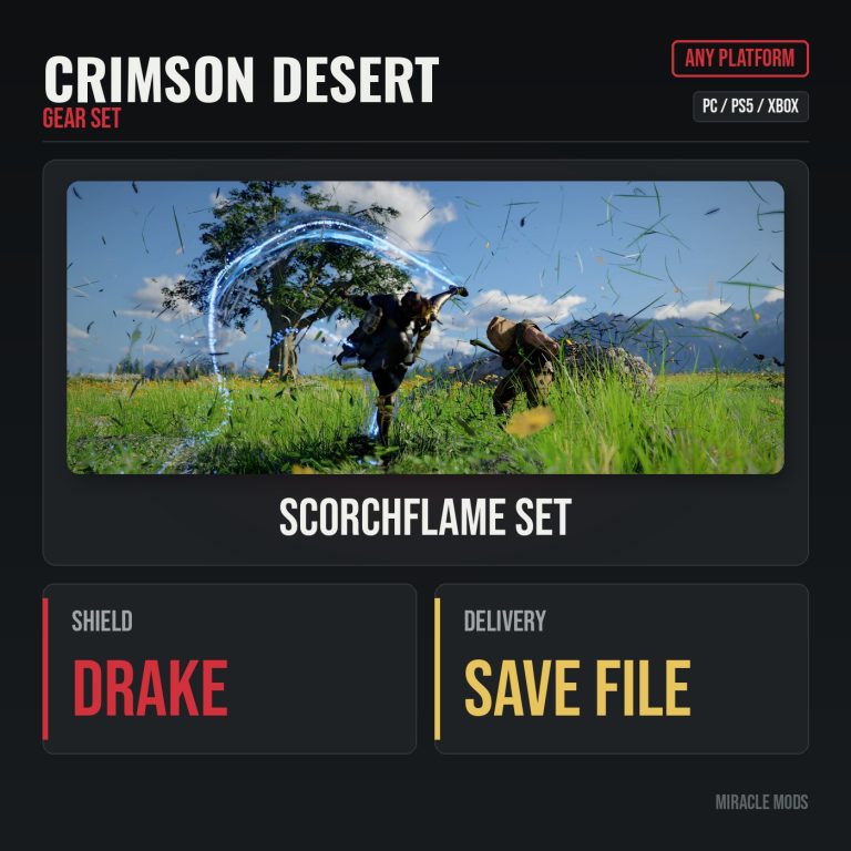 Crimson Desert Scorchflame Set + Drake Shield & Sword Crimson Desert Scorchflame Set + Drake Shield & Sword