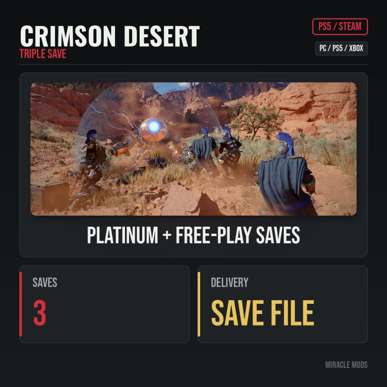 Crimson Desert Triple Save: Platinum + Free-Play (PS5/Steam) Crimson Desert Triple Save: Platinum + Free-Play (PS5/Steam)