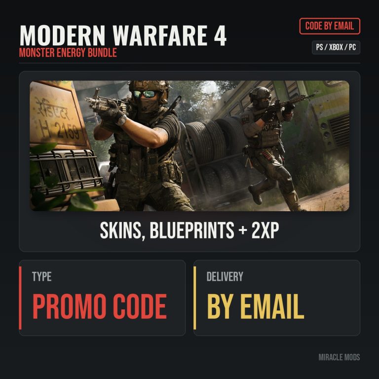 MW4 Monster Energy bundle code with operator skins, blueprints and decal