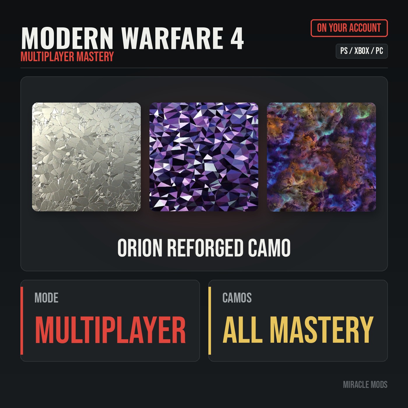 MW4 Orion Reforged camo multiplayer mastery unlock for Modern Warfare 4