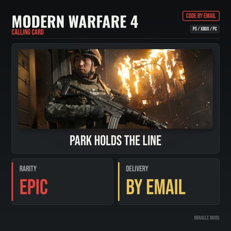 Park Holds The Line calling card code for Modern Warfare 4