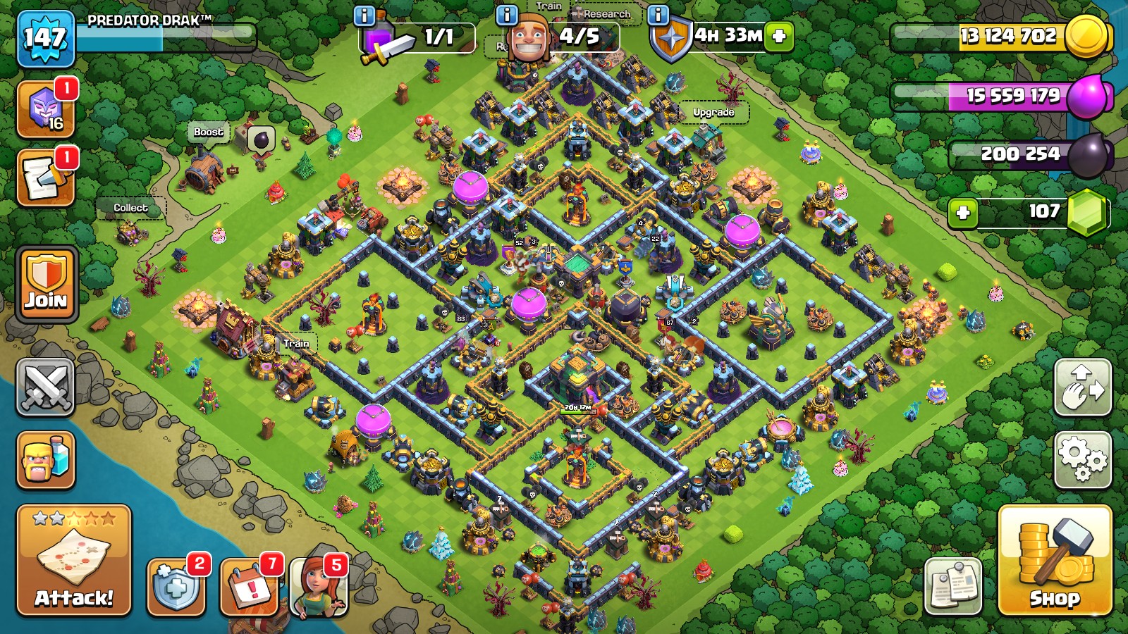 TH14 Clash of Clans Account | Level 147 | BK 67, AQ 83, GW 52, RC 22, MP 45 | iOS/Android