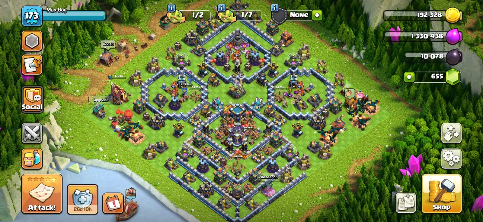 Clash of Clans account TH15 Clash of Clans Account | Level 173 | BK 72, AQ 75, GW 50, RC 25, MP 50 | iOS/Android