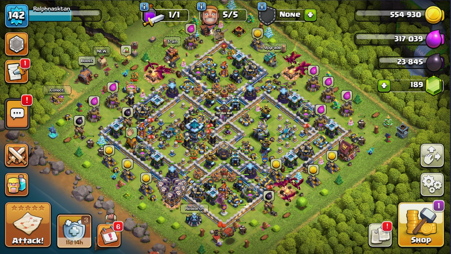 Clash of Clans account TH13 Clash of Clans Account | Level 142 | BK 63, AQ 62, GW 38, RC 18, MP 46 | iOS/Android