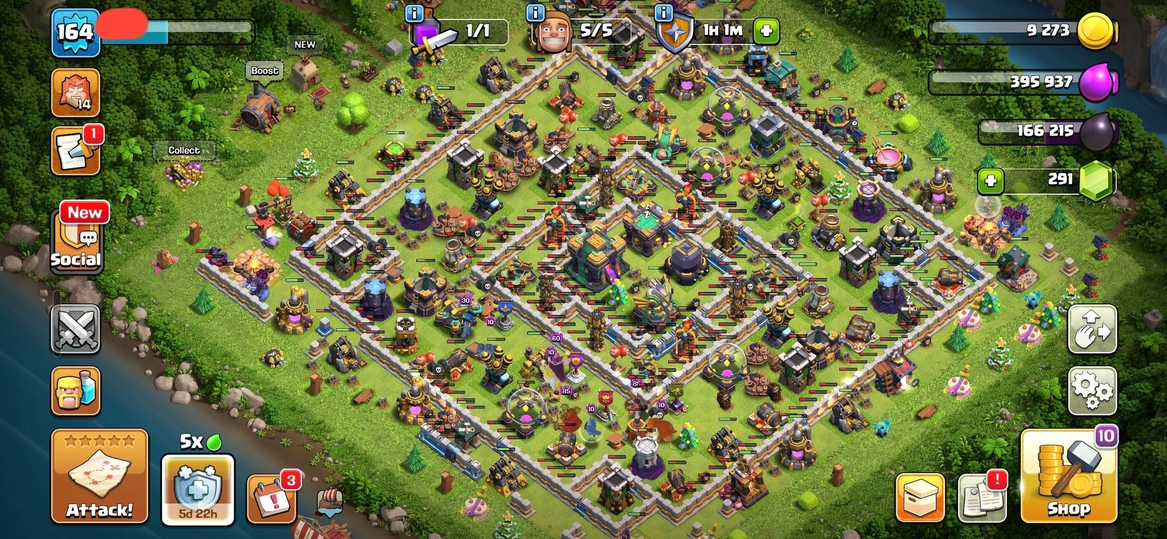 TH14 Clash of Clans Account | Level 164 | BK 54, AQ 59, GW 37, RC 22, MP 48 | iOS/Android