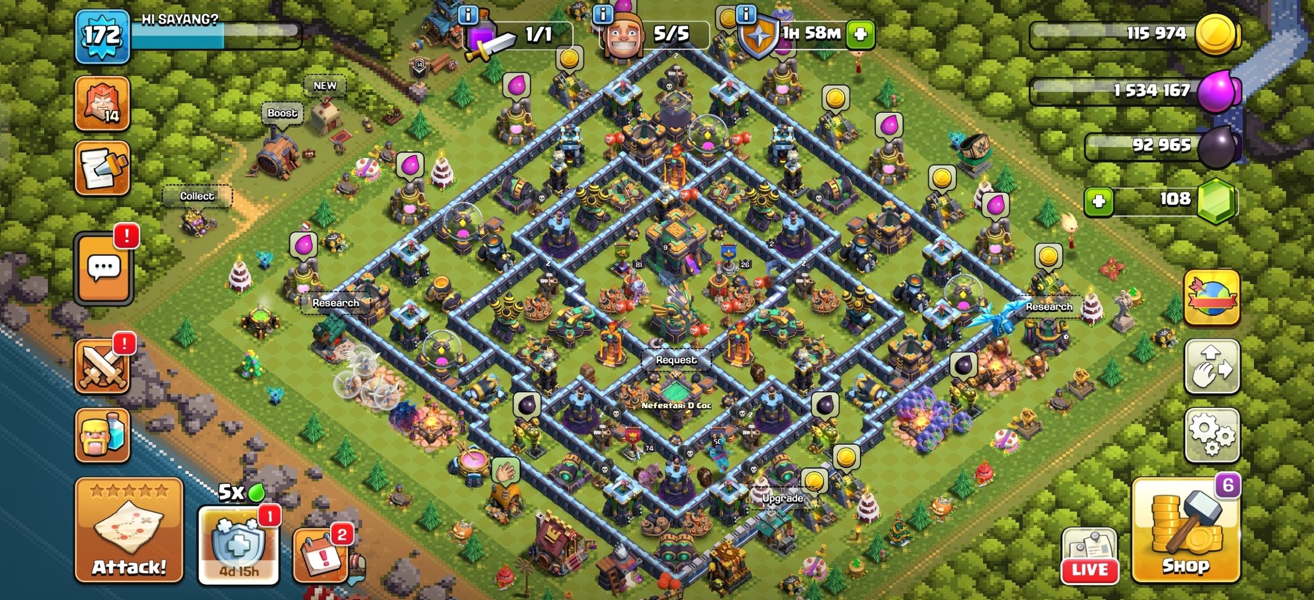 TH14 Clash of Clans Account | Level 172 | BK 72, AQ 81, GW 52, RC 26, MP 50 | iOS/Android