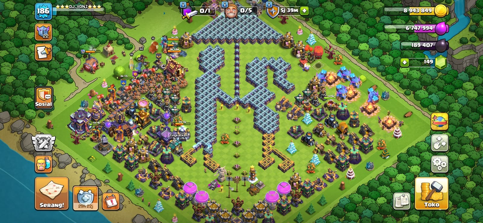 TH15 Clash of Clans Account | Level 186 | BK 63, AQ 68, GW 45, RC 33, MP 41 | iOS/Android