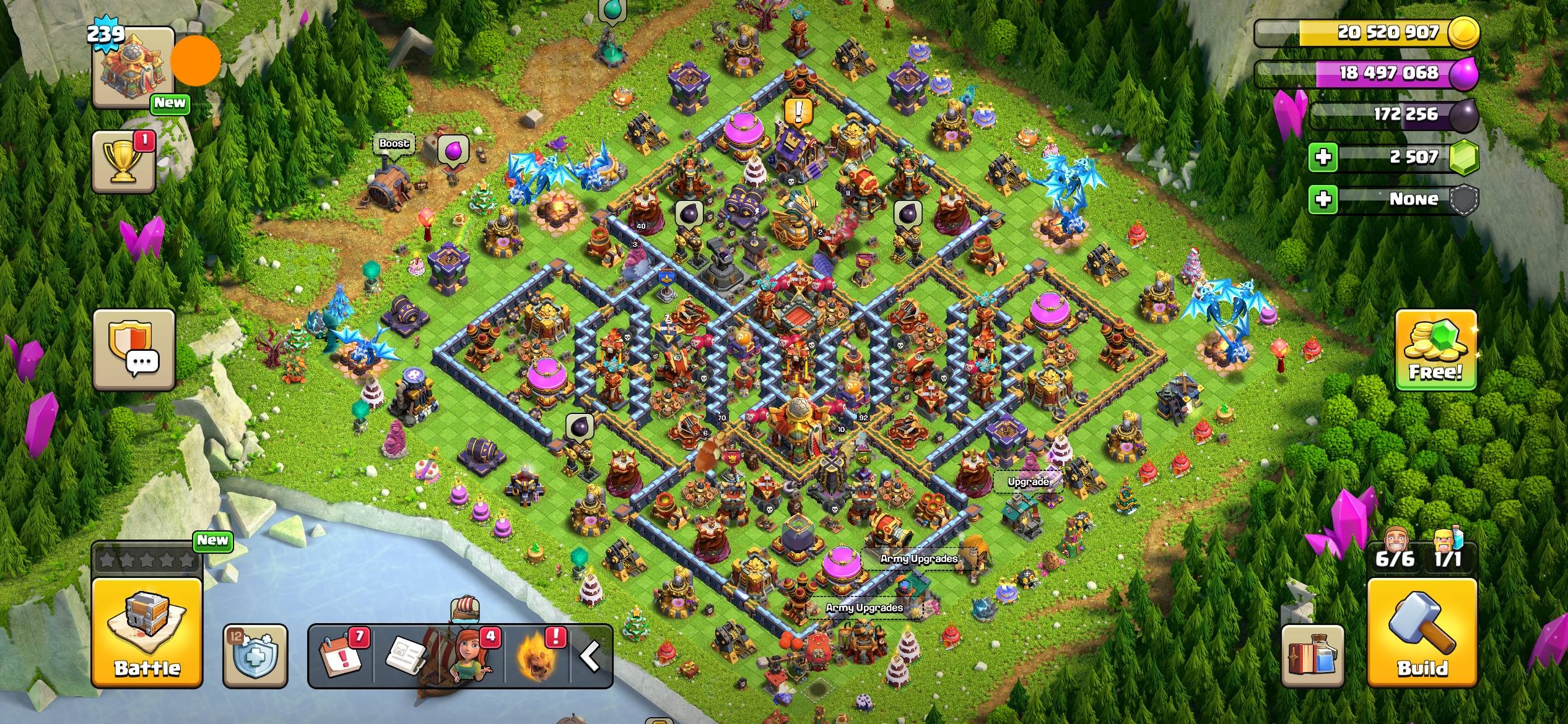 TH16 Clash of Clans Account | Level 239 | BK 70, AQ 92, GW 69, RC 40, MP 63 | iOS/Android