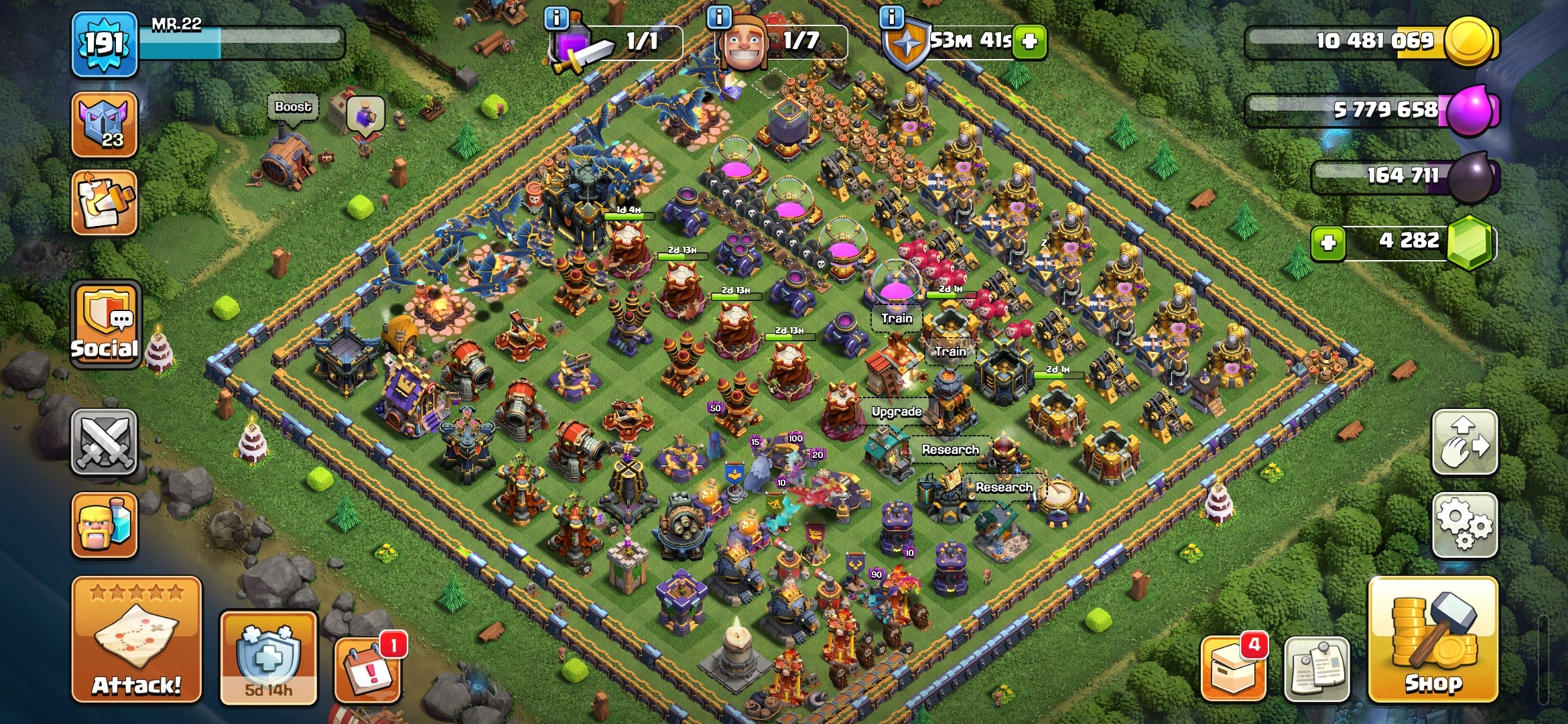 Clash of Clans account TH17 Clash of Clans Account | Level 191 | BK 74, AQ 93, GW 67, RC 40, MP 61 | iOS/Android