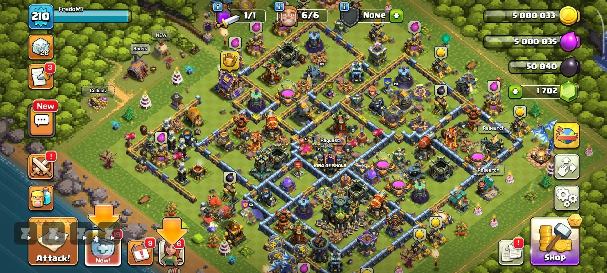 TH17 Clash of Clans Account | Level 210 | BK 73, AQ 83, GW 50, RC 28, MP 55 | iOS/Android