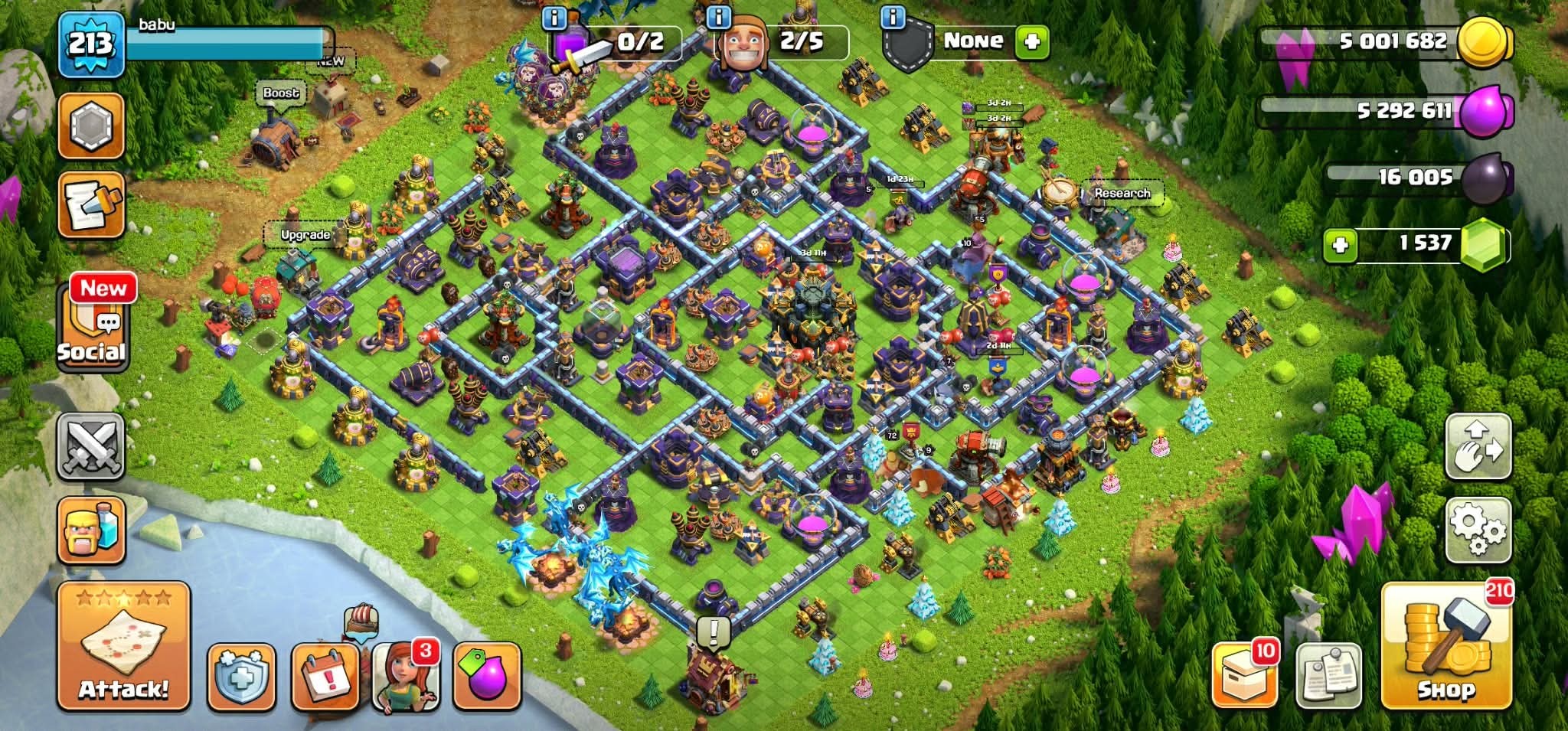 Clash of Clans account TH17 Clash of Clans Account | Level 213 | BK 72, AQ 74, GW 55, RC 37, MP 55 | iOS/Android