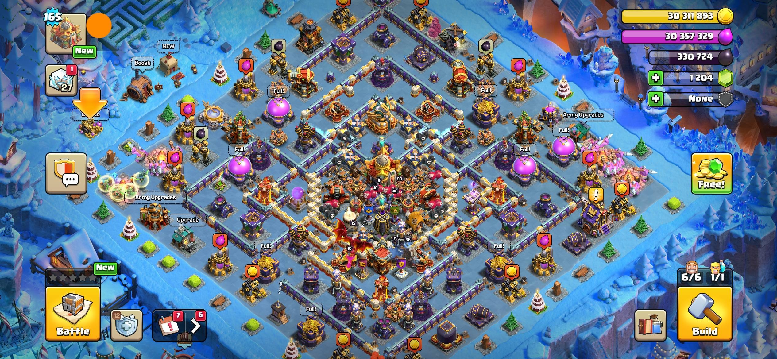 Clash of Clans account TH16 Clash of Clans Account | Level 165 | BK 94, AQ 90, GW 66, RC 42, MP 73 | iOS/Android