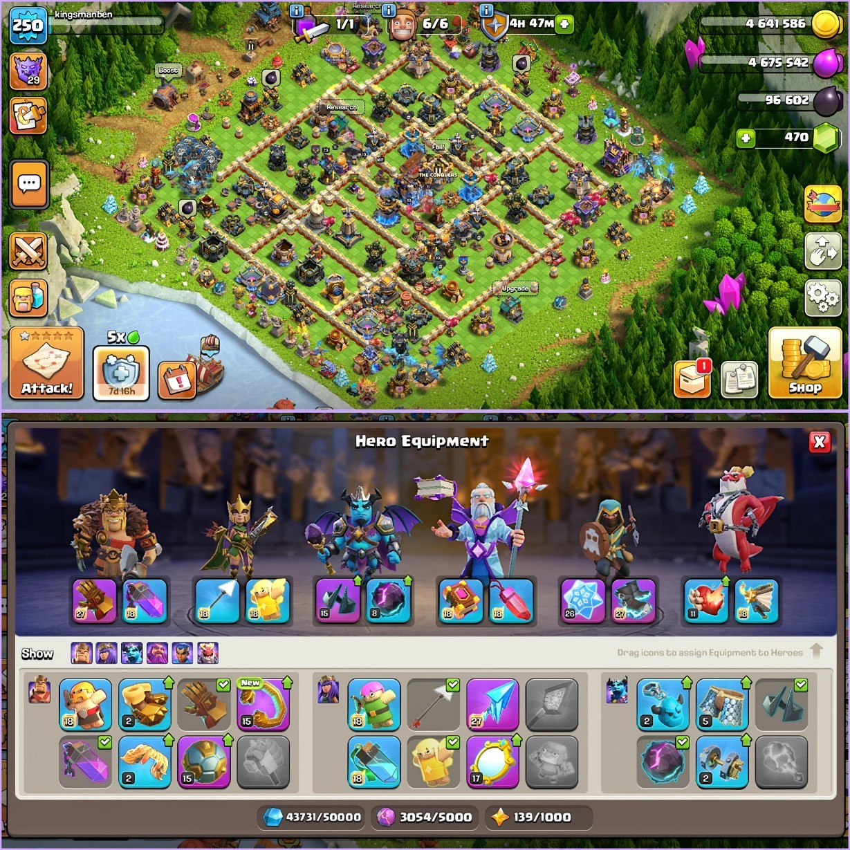 TH18 Clash of Clans Account | Level 250 | Heroes 100-102-73-76-46 | iOS/Android