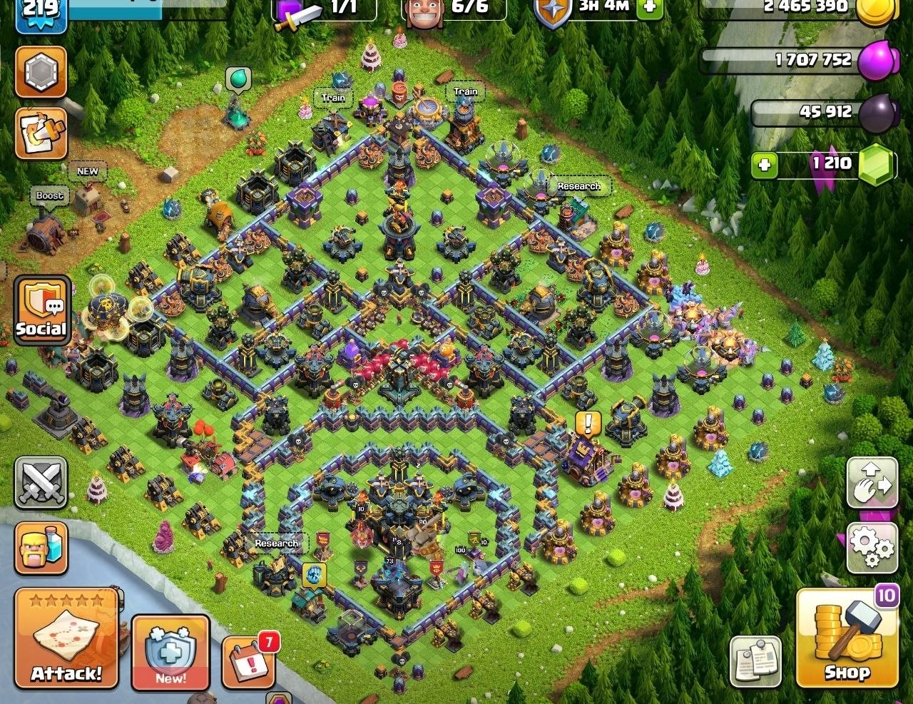 TH17 Clash of Clans Account | Level 219 | Heroes 80/100/73/75/50 | iOS/Android
