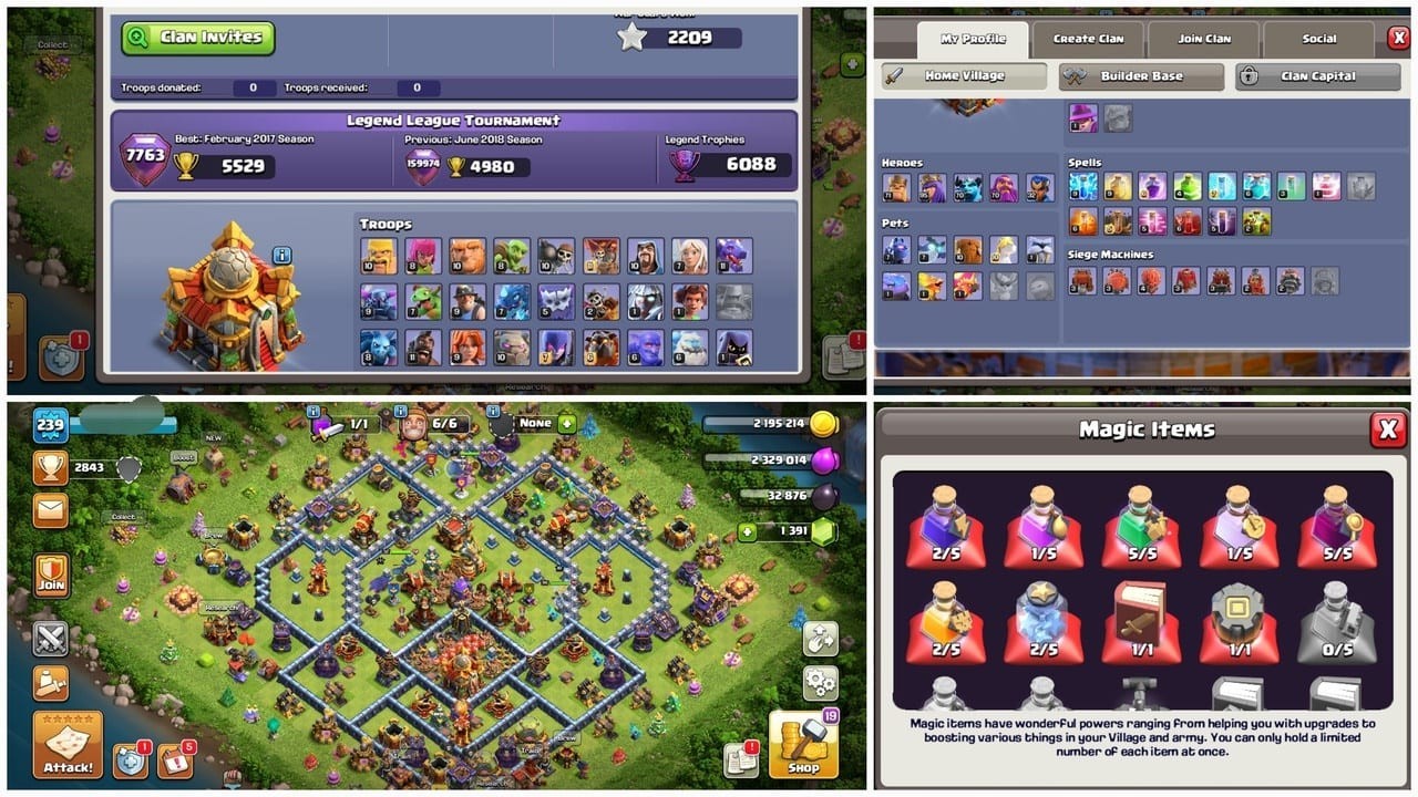 TH16 Clash of Clans Account | Level 239 | Heroes 71_95_70_32 | iOS/Android