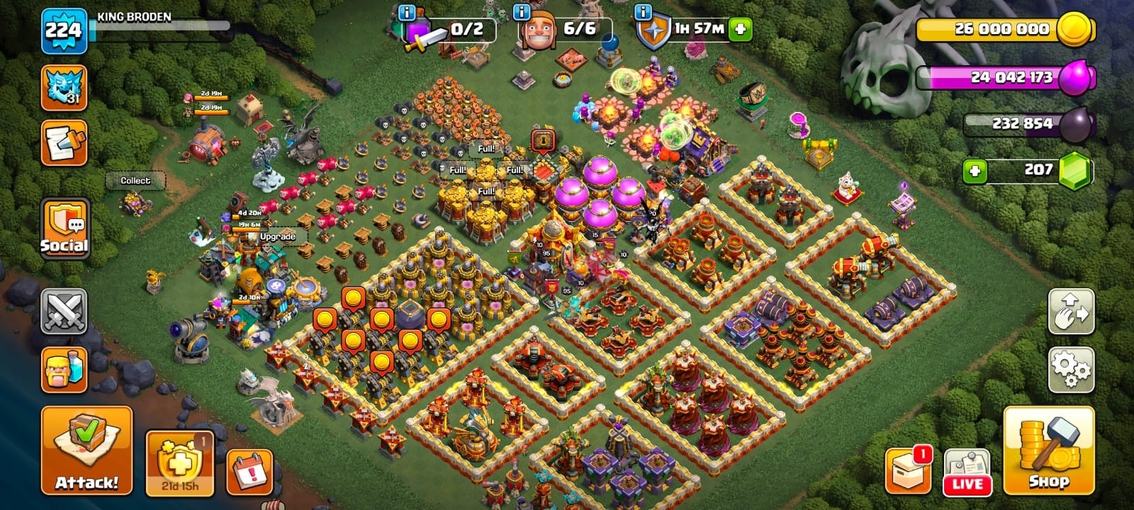 Clash of Clans account Max TH16 Clash of Clans Account | Level 224 | Heroes 95/95/80/70/45 | iOS/Android