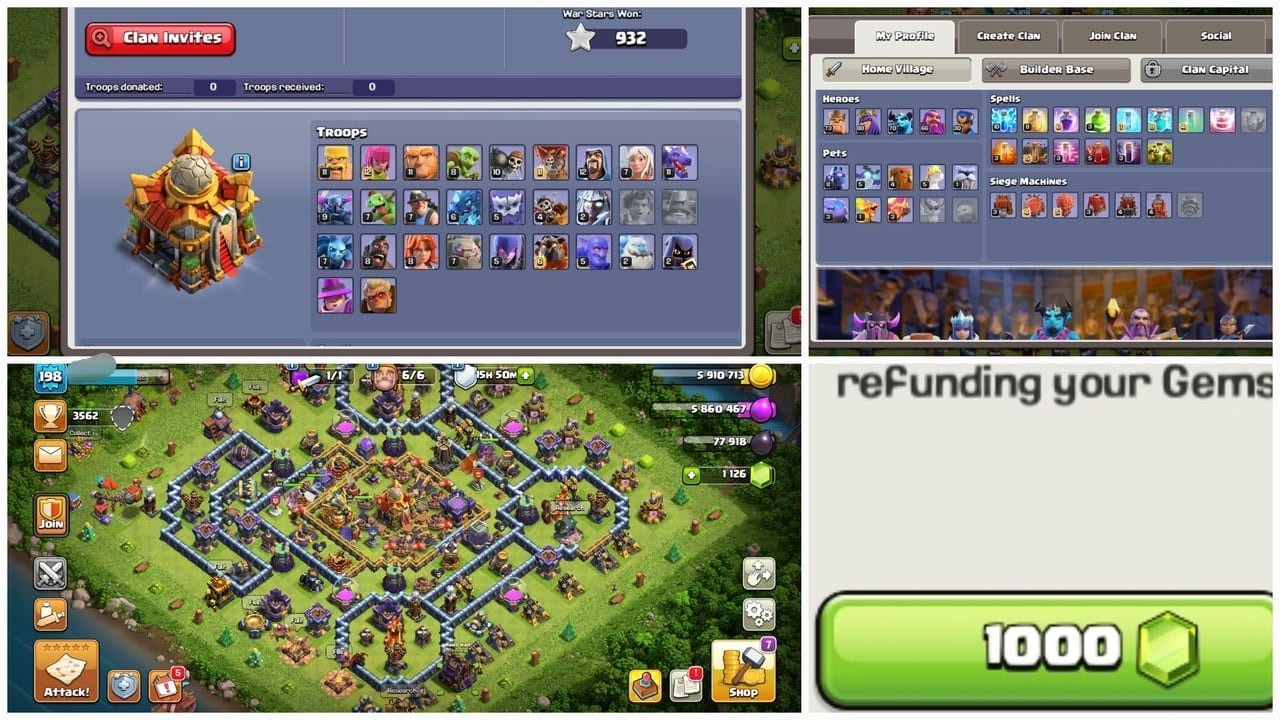 TH16 Clash of Clans Account | Level 198 | Heroes 73_88_66_30 | iOS/Android