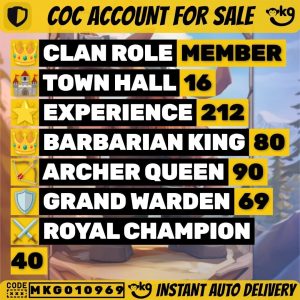 Clash of Clans account TH16 Clash of Clans Account | Level 212 | Heroes 80_90_70_69_40 | iOS/Android