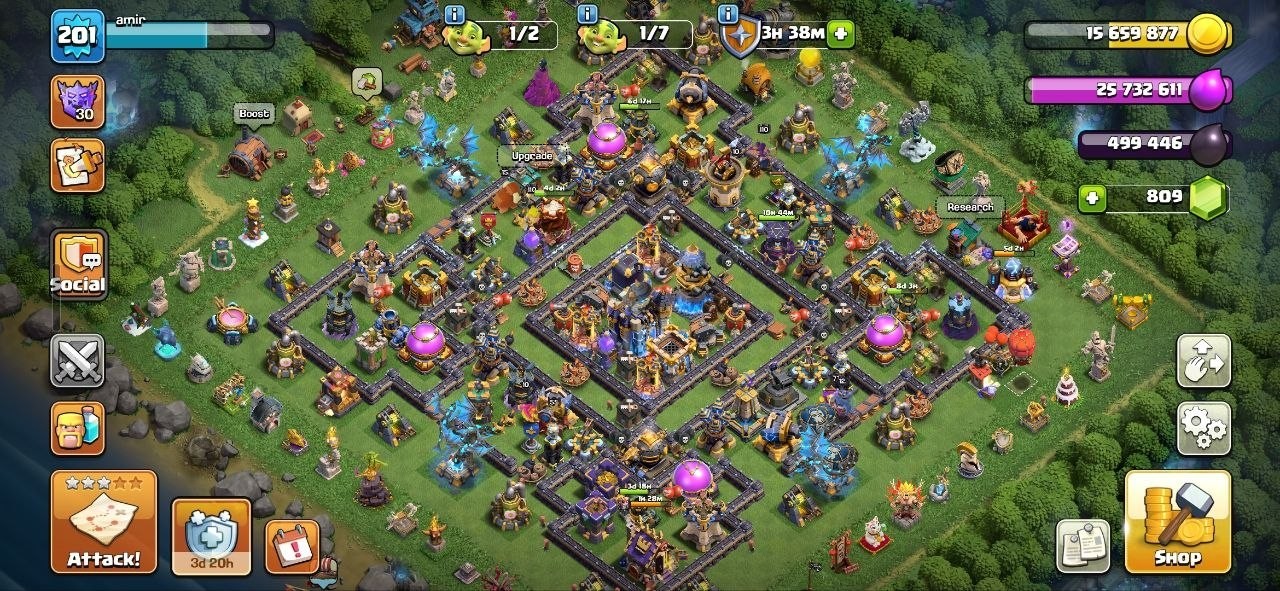 TH18 Clash of Clans Account | Level 201 | BK 110, AQ 110, GW 77, RC 55, MP 46 | iOS/Android
