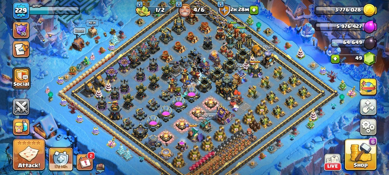 TH17 Clash of Clans Account | Level 229 | Heroes 96-96-64-75-50 | iOS/Android