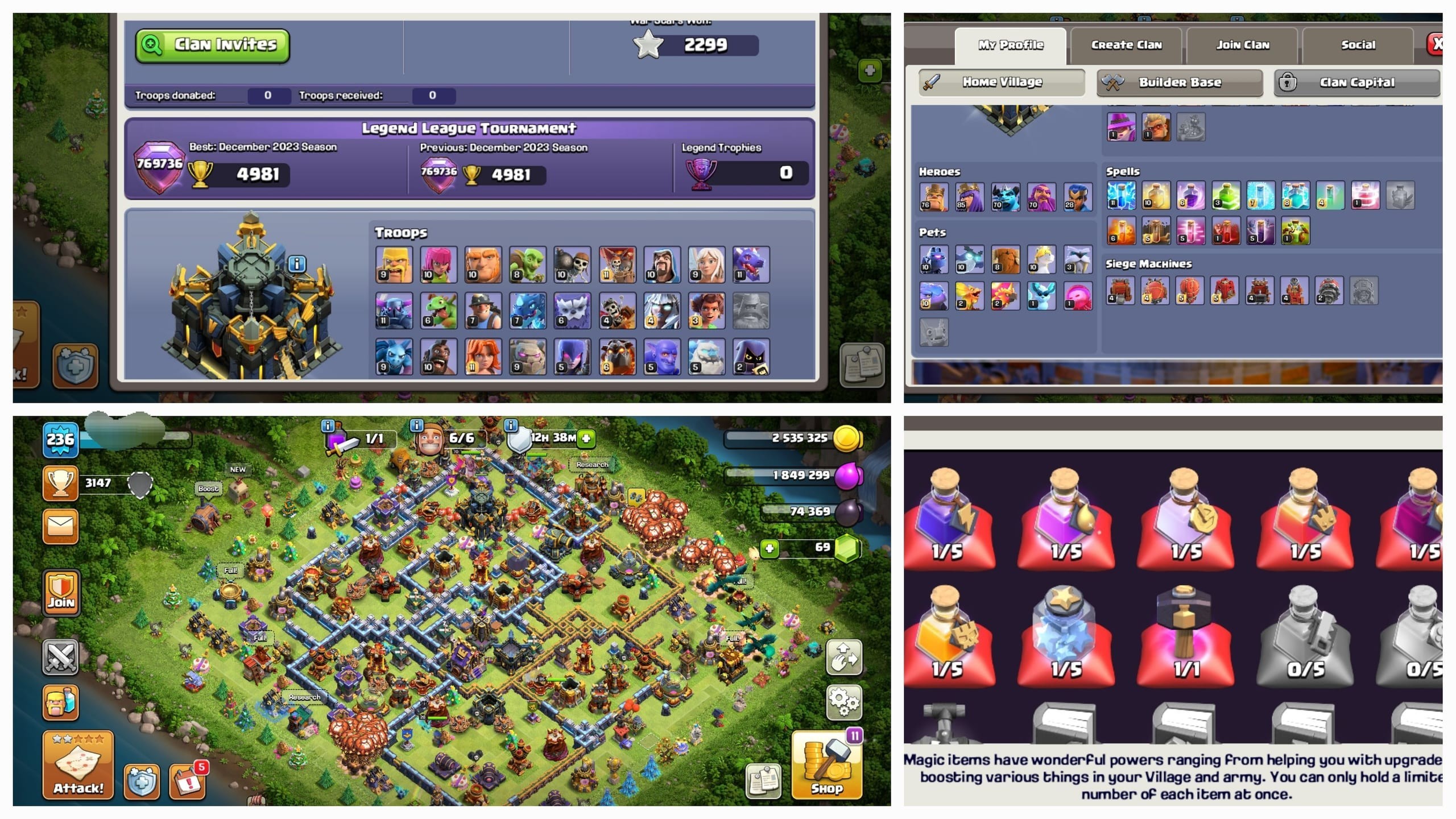 TH17 Clash of Clans Account | Level 236 | Heroes 76_85_70_70_28 | iOS/Android