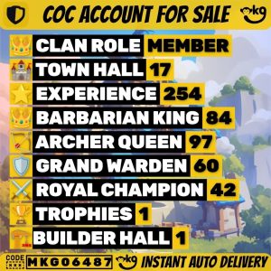 Clash of Clans account TH17 Clash of Clans Account | Level 254 | Heroes 84_97_75_60_42 | iOS/Android
