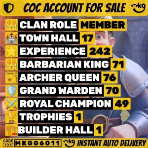Clash of Clans account TH17 Clash of Clans Account | Level 242 | Heroes 71/76/70/70/49 | iOS/Android