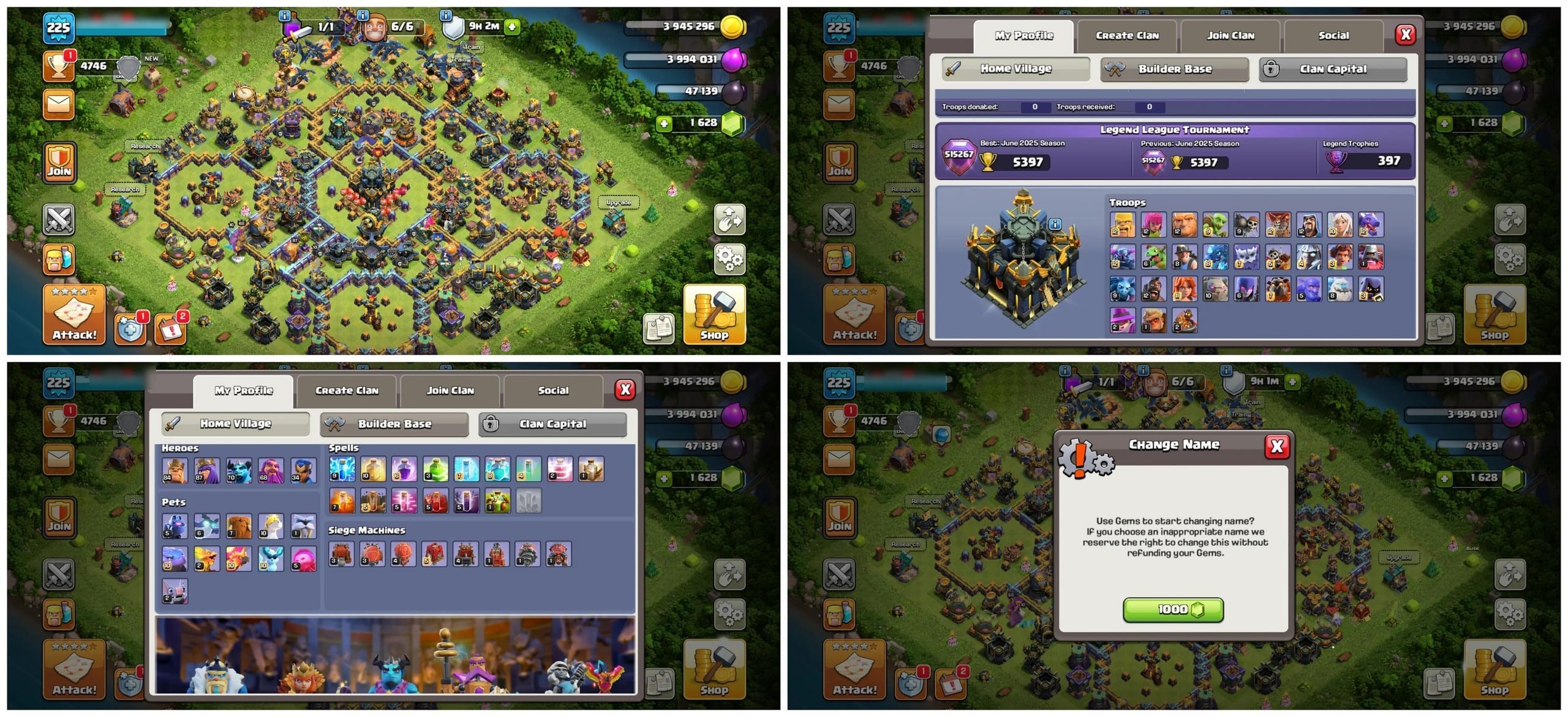 TH17 Clash of Clans Account | Level 225 | Heroes 84•87•70•68•34 | iOS/Android