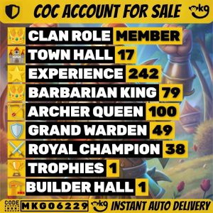 TH17 Clash of Clans Account | Level 242 | Heroes 79_100_74_49_38 | iOS/Android