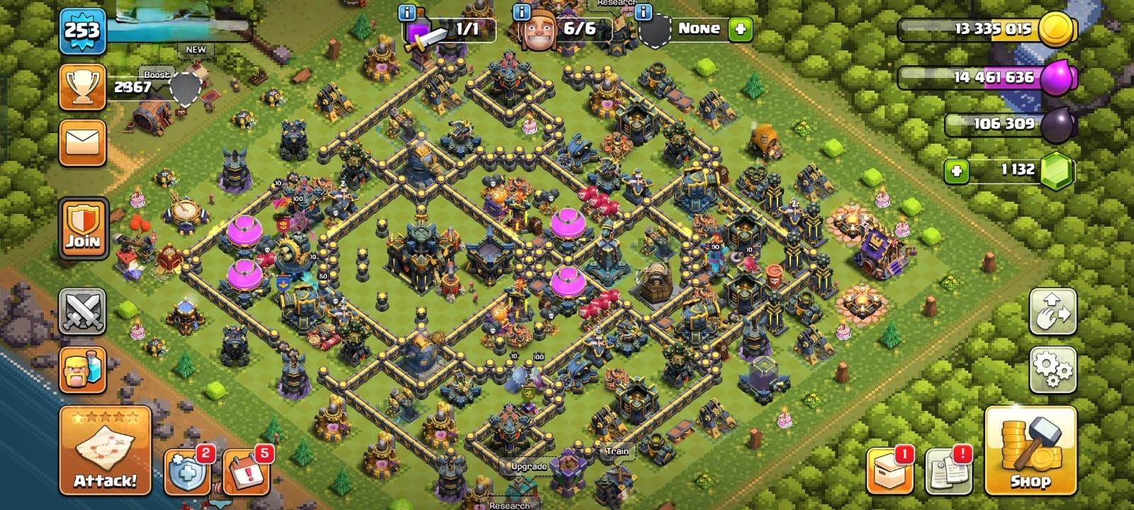 TH17 Clash of Clans Account | Level 253 | BK 100, AQ 100, GW 75, RC 50, MP 90 | iOS/Android