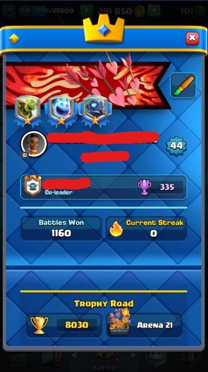 King Tower 14 Clash Royale Account | 8,030 Trophies | Arena 21 | 121 Cards, 7 Evos | iOS/Android