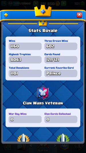 King Tower 14 Clash Royale Account | 8,030 Trophies | Arena 21 | 121 Cards, 7 Evos | iOS/Android