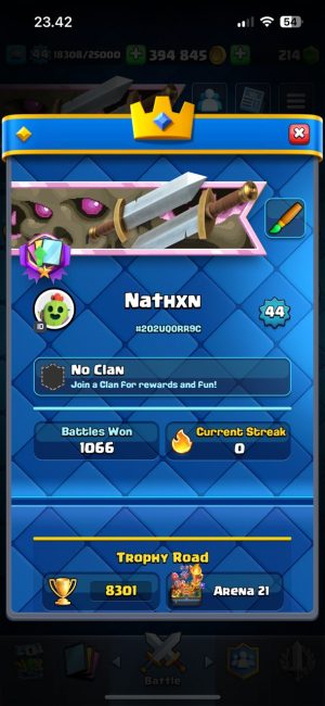 King Tower 14 Clash Royale Account | 8,301 Trophies | Arena 21 | 119 Cards, 9 Evos | iOS/Android