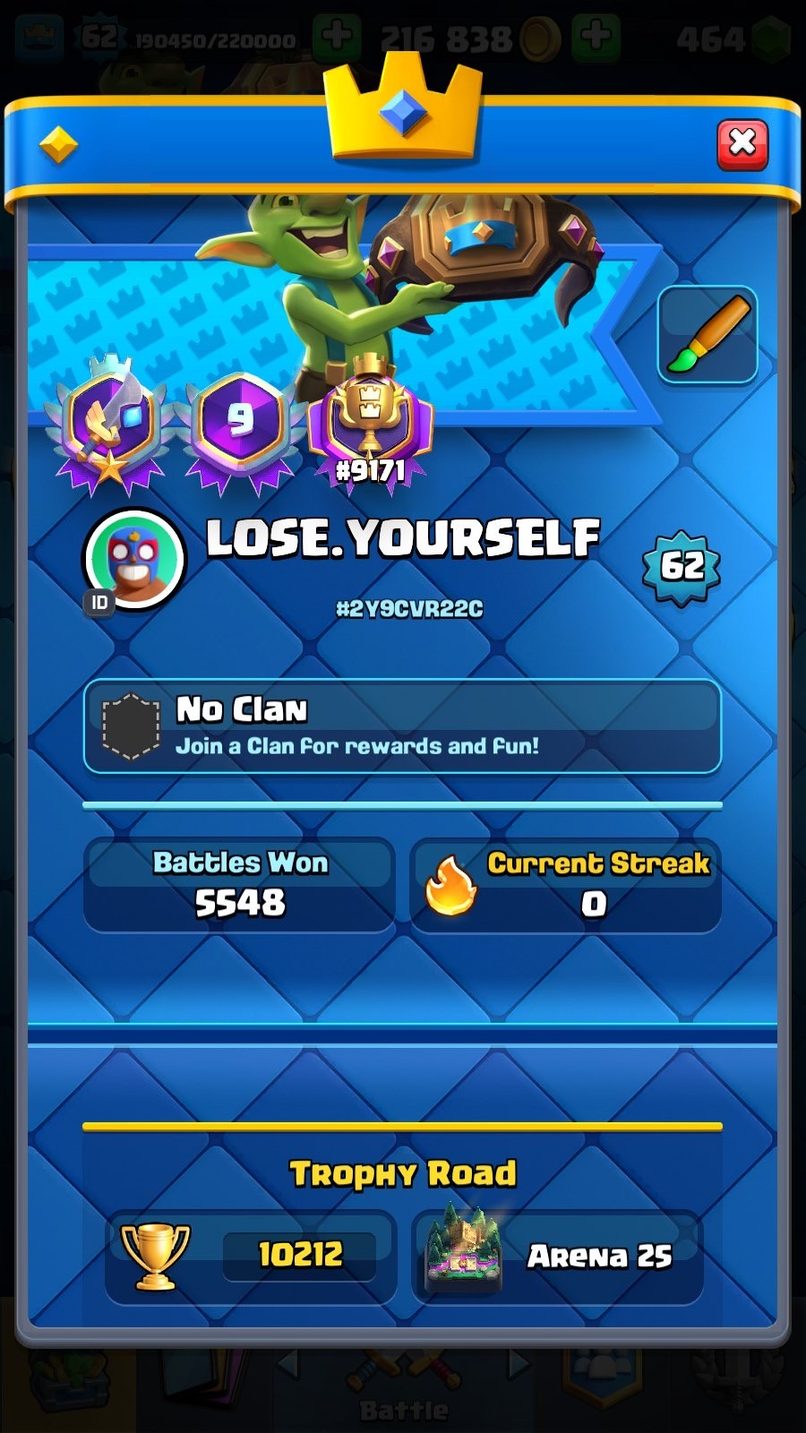King Tower 15 Clash Royale Account | 10,212 Trophies | Arena 25 | 16 Evos | iOS/Android