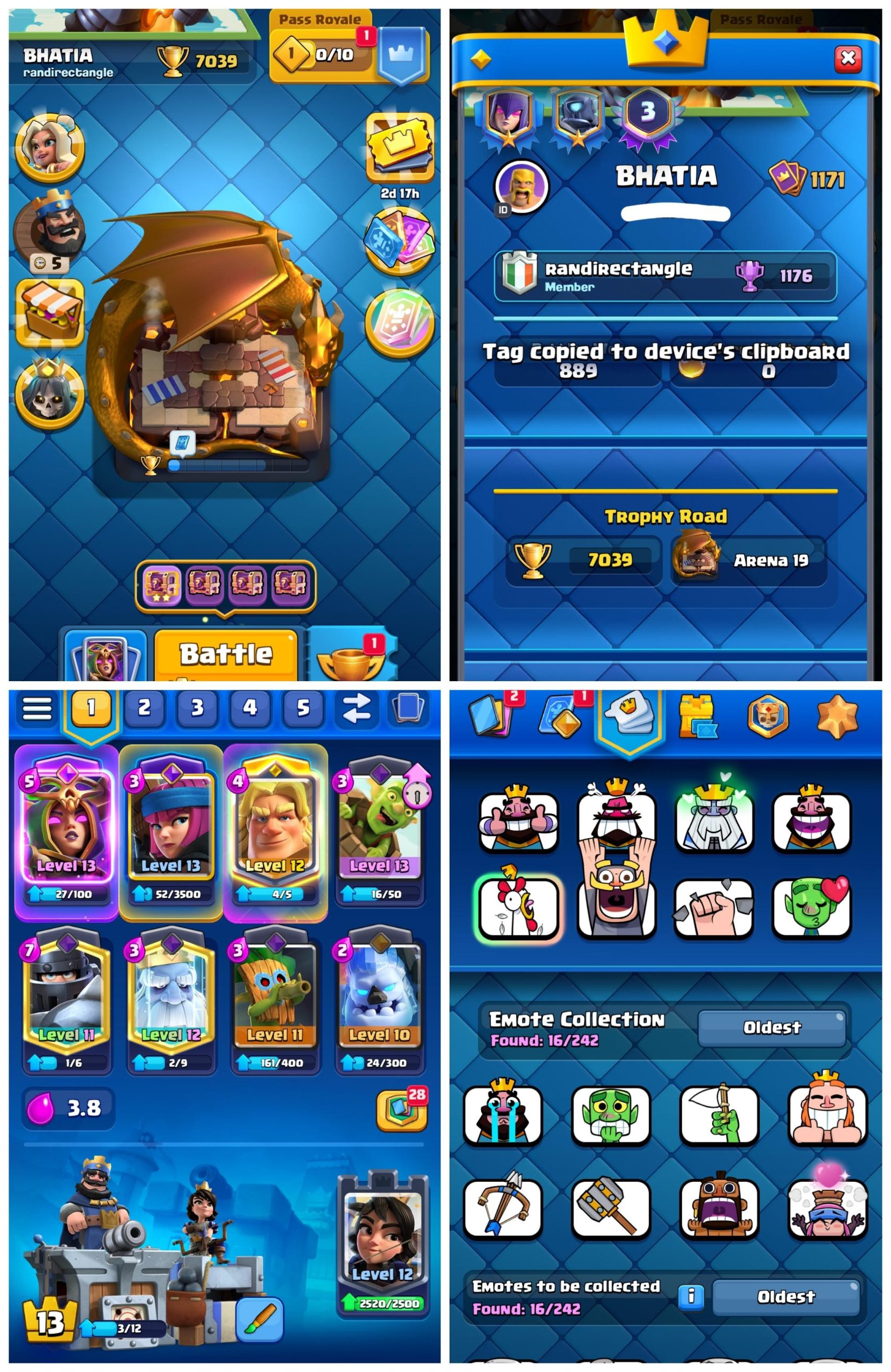 King Tower 13 Clash Royale Account | 7,039 Trophies | Arena 19 | iOS/Android