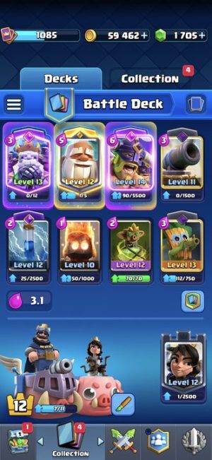 King Tower 12 Clash Royale Account | 8,419 Trophies | Arena 21 | 111 Cards, 8 Evos | iOS/Android